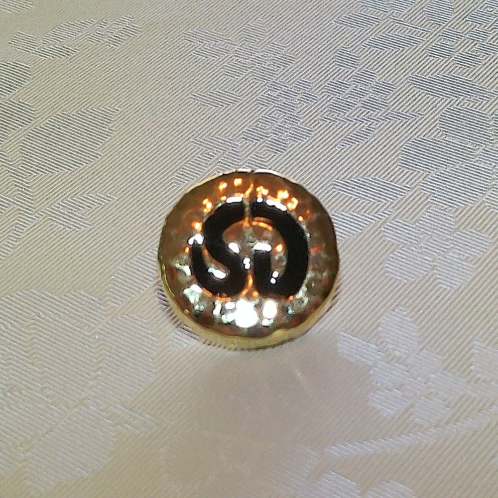 High End St. John Replacement Shank Button~Gold Tone with Black Enamel**